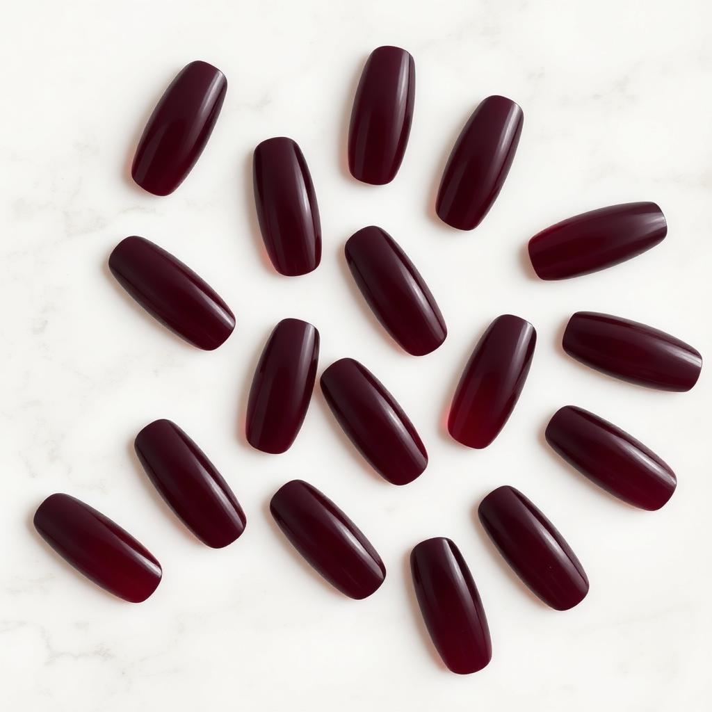 Berry Wine — Almond Red press-on nails