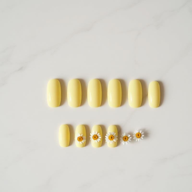 Butter Cream — Round Gold press-on nails