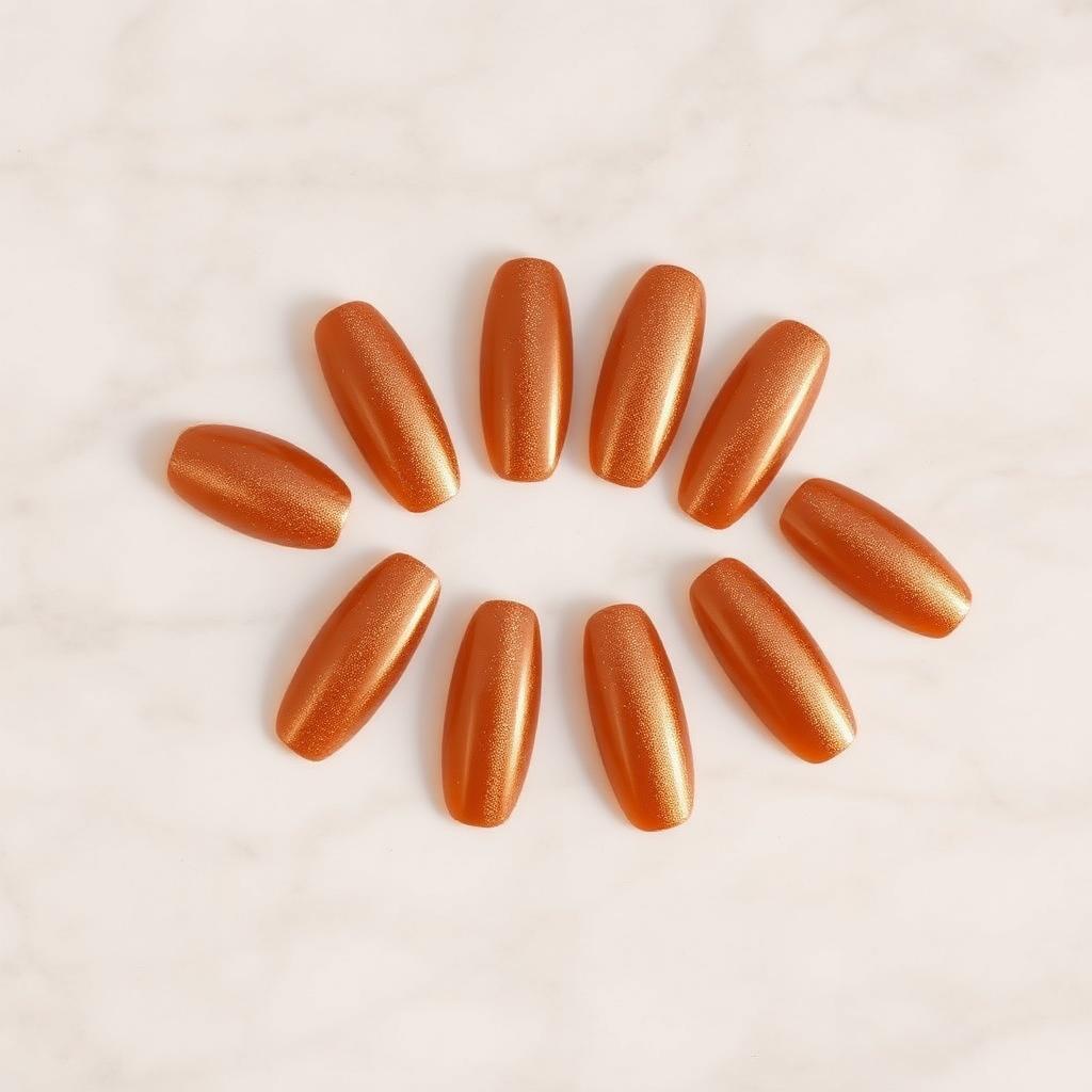 Caramel Bronze — Almond Bronze press-on nails