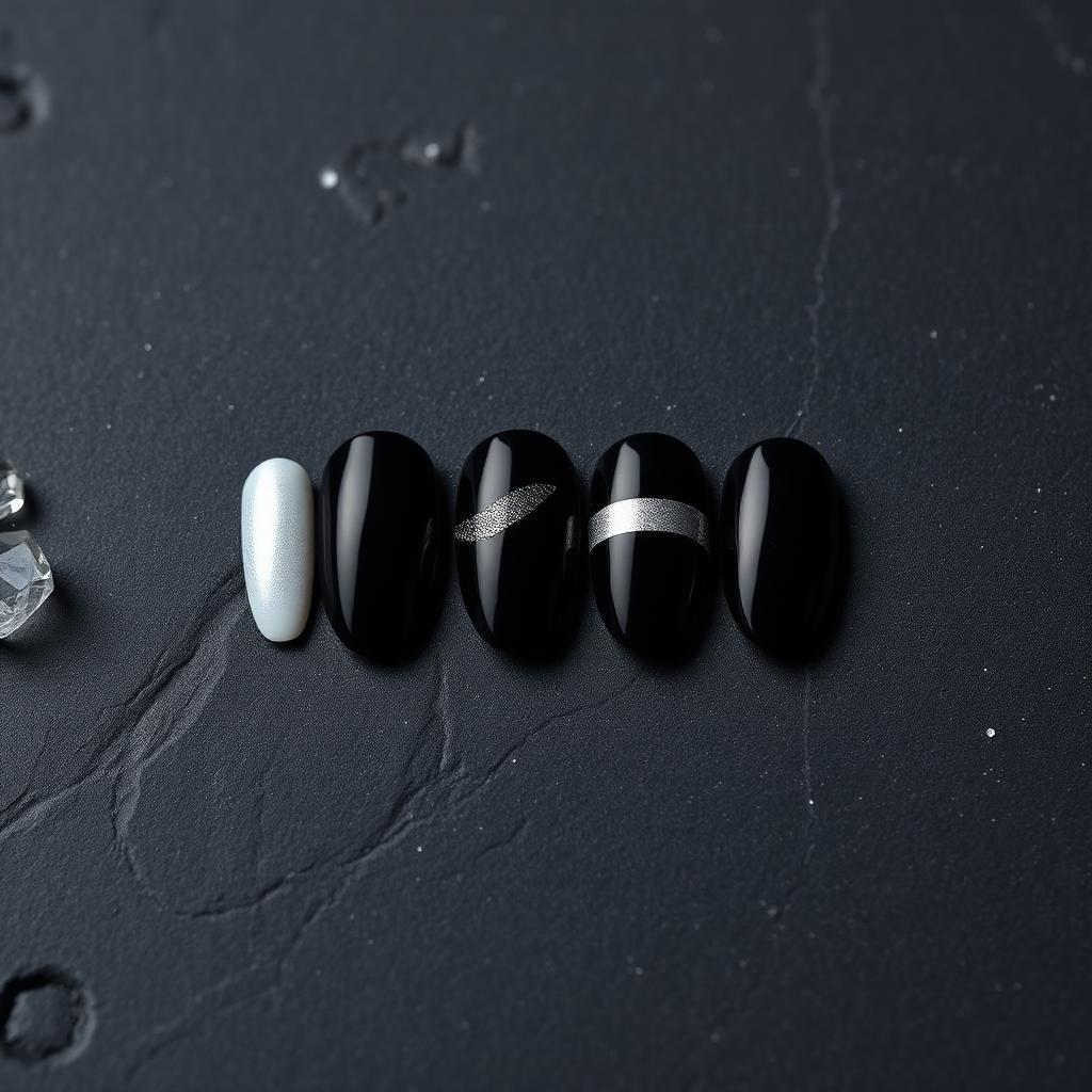 Cat Eye Noir β Coffin Black press-on nails