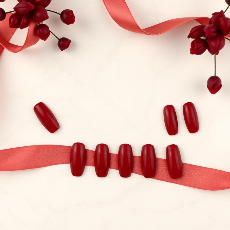 Cherry Gloss — Oval Red press-on nails