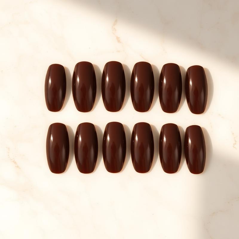 Cocoa Chrome — Almond Brown press-on nails