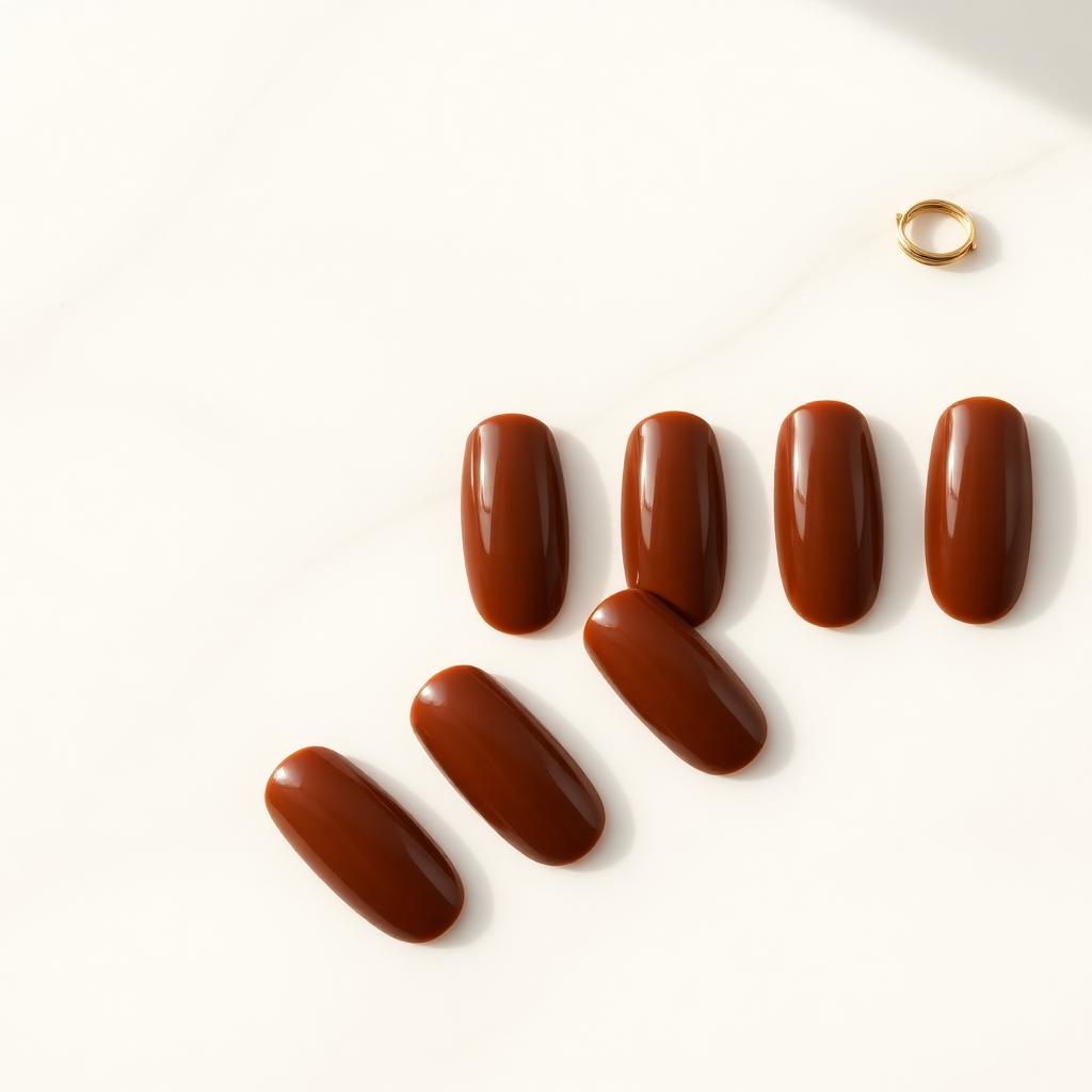 Dark Cocoa — Stiletto Brown press-on nails