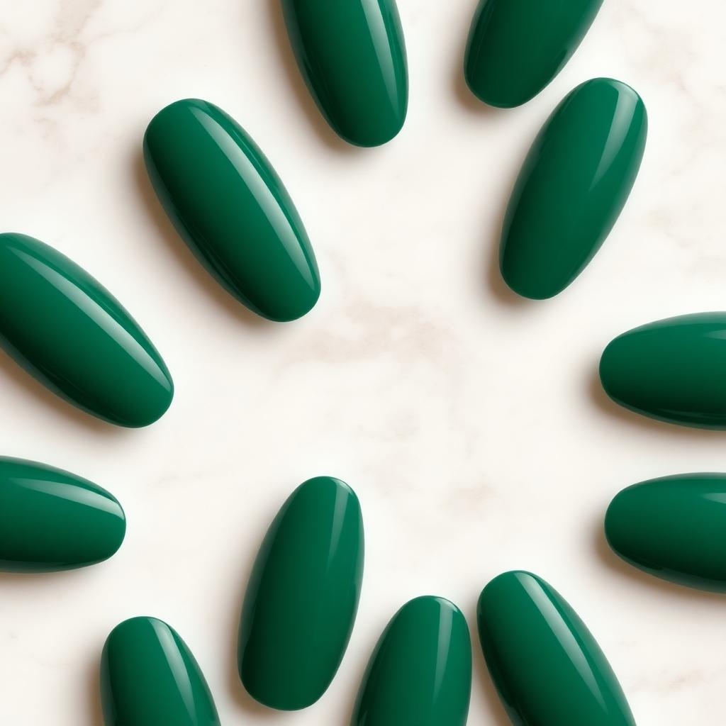 Emerald Silk — Almond Green press-on nails