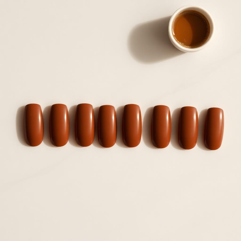 Espresso — Square Brown press-on nails