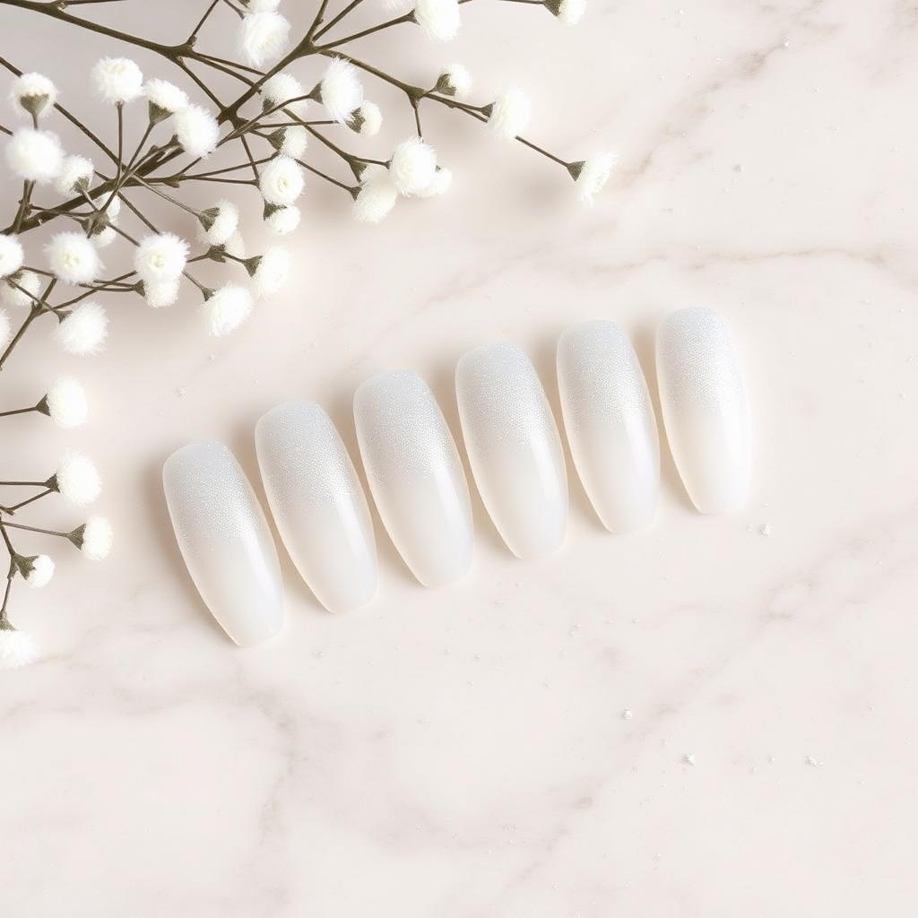 First Frost — Almond Silver press-on nails