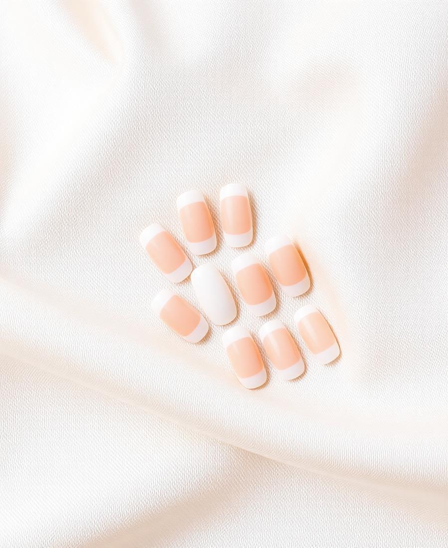 Parisian Tip β Squoval White press-on nails