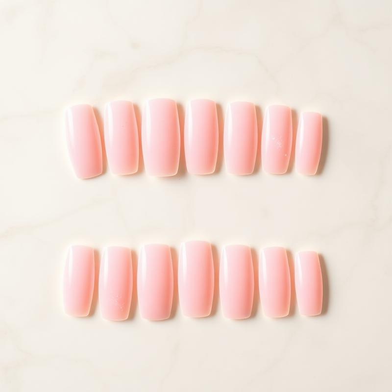 Glazed Blush — Square Pink press-on nails