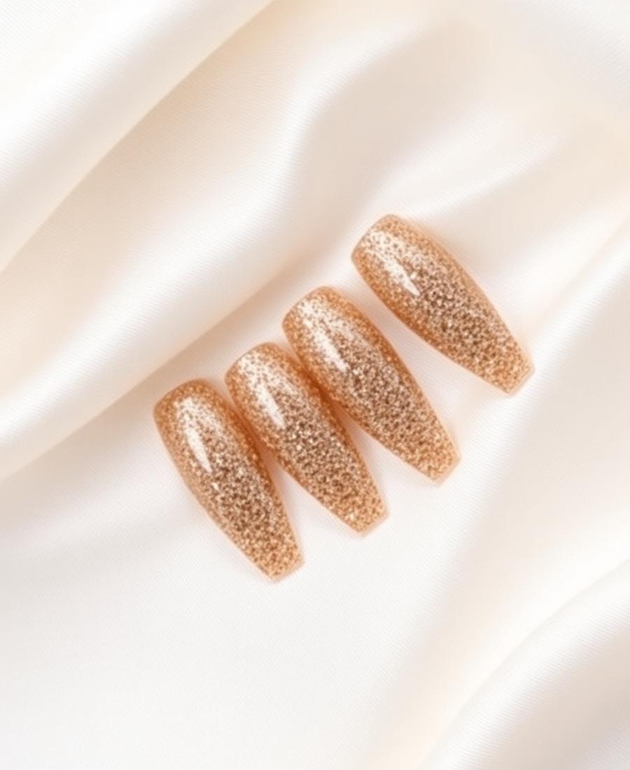 Champagne Toast β Coffin Gold press-on nails