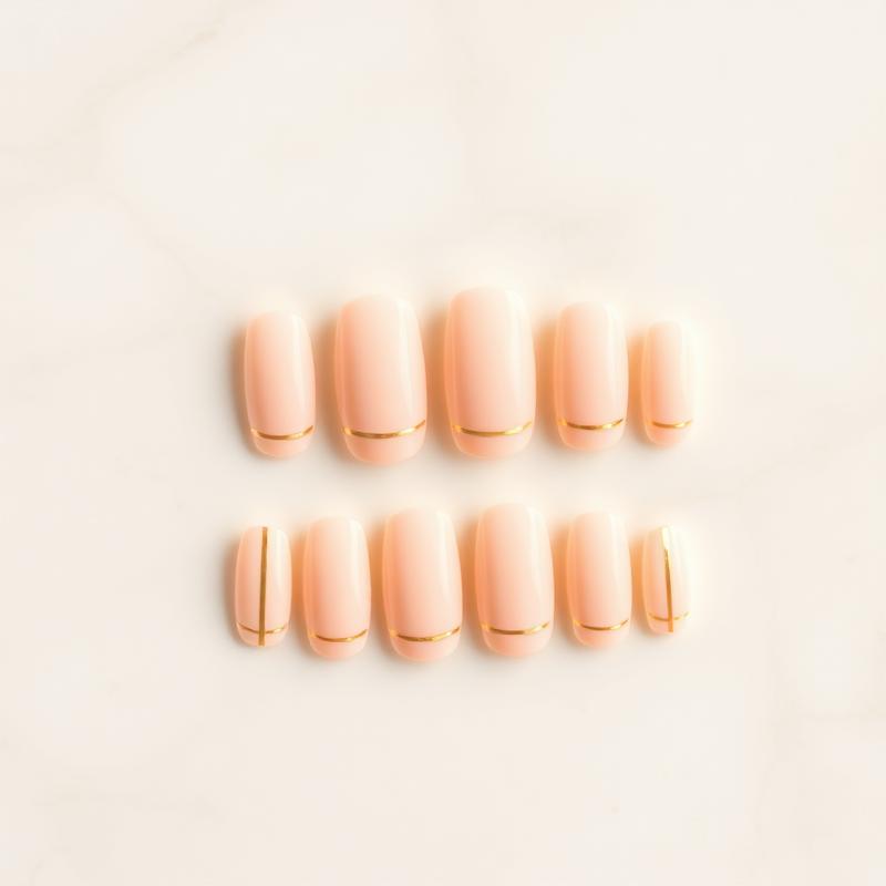 Gold Thread — Almond Gold press-on nails