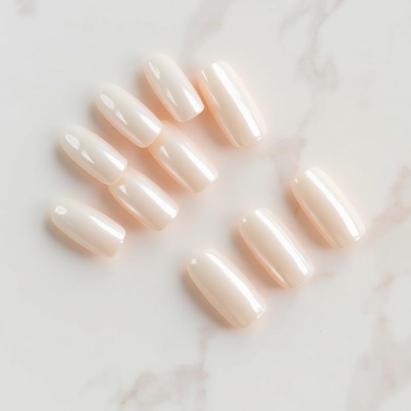 Ivory Pearl — Oval White press-on nails