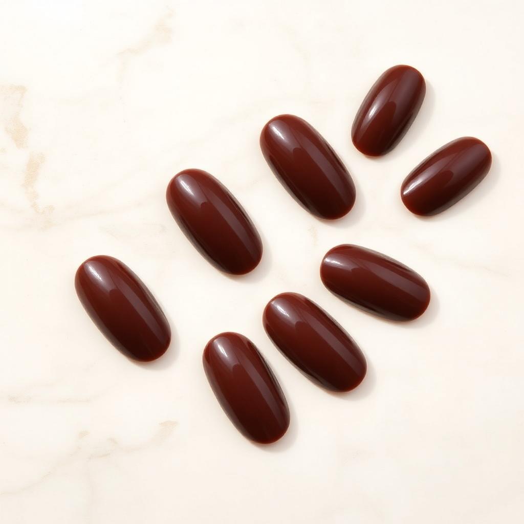 Mahogany Almond — Almond Brown press-on nails