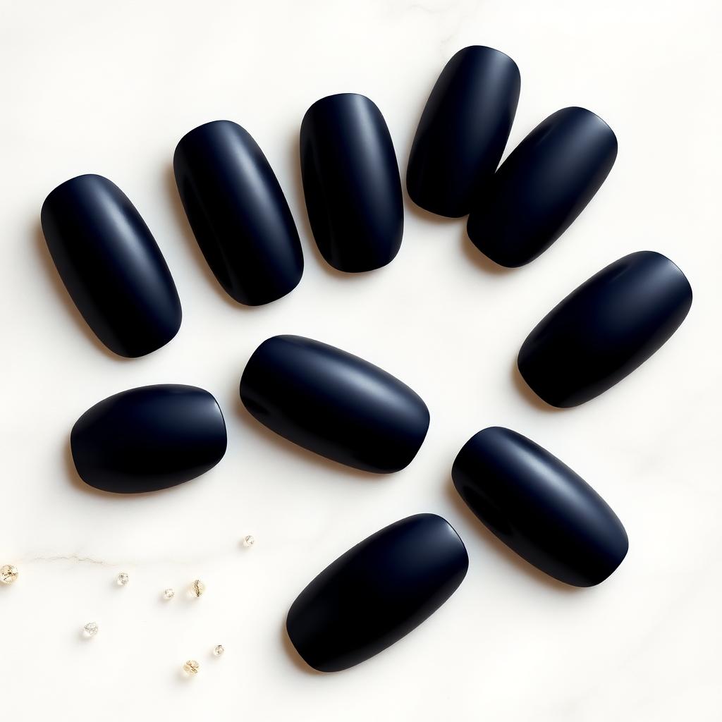 Midnight Satin — Stiletto Black press-on nails