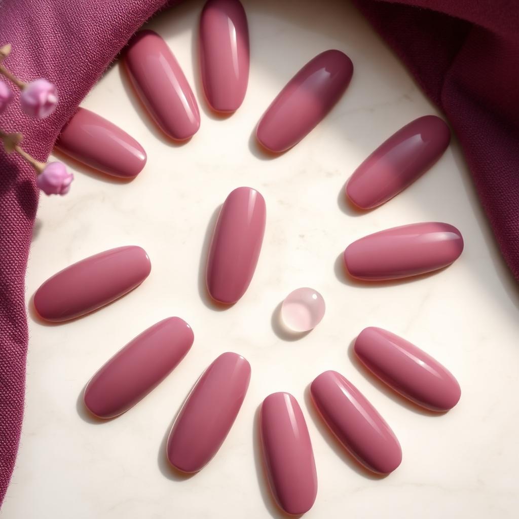 Plum Haze — Almond Mauve press-on nails