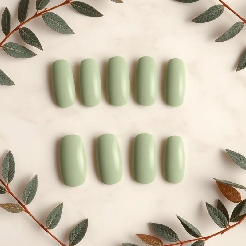 Sage Whisper — Squoval Green press-on nails